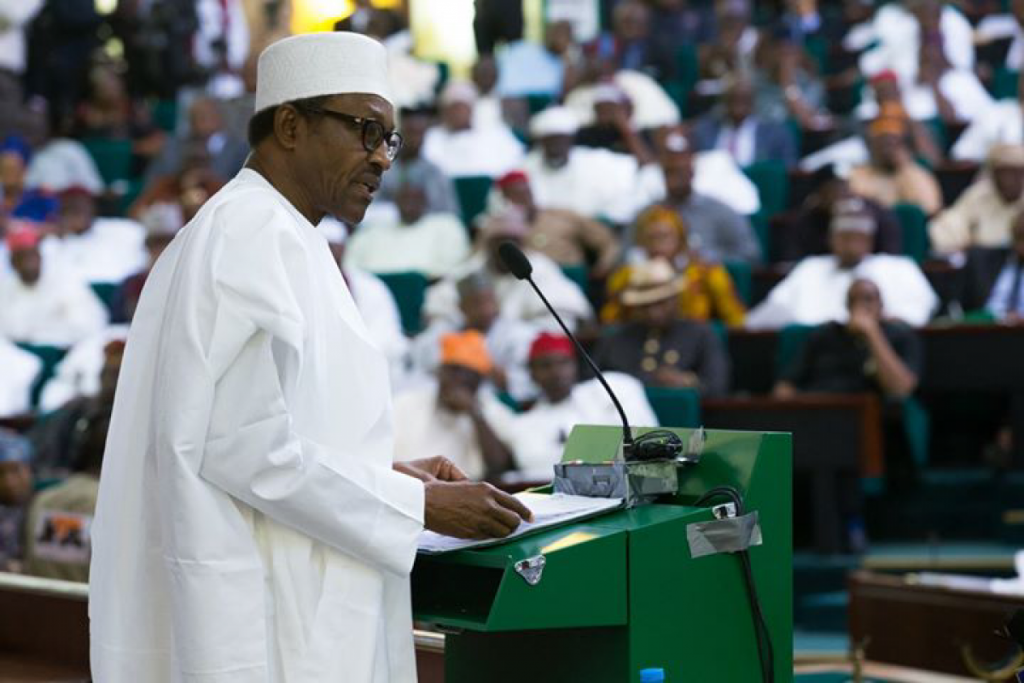 President Buhari making his budget speech. (Photo courtesy https://dailypost.ng)