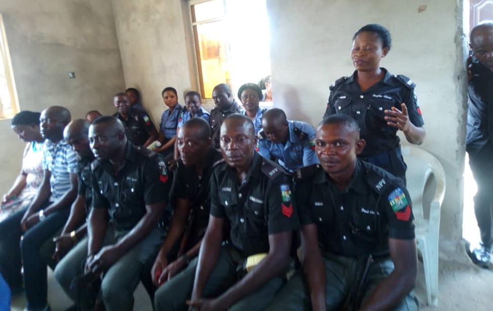 Police officers participating in the discussions